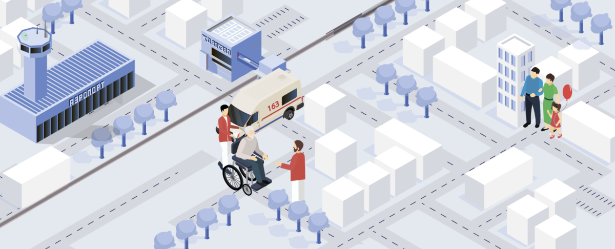 Перевозка больных в аэропорт, на вокзал и обратно